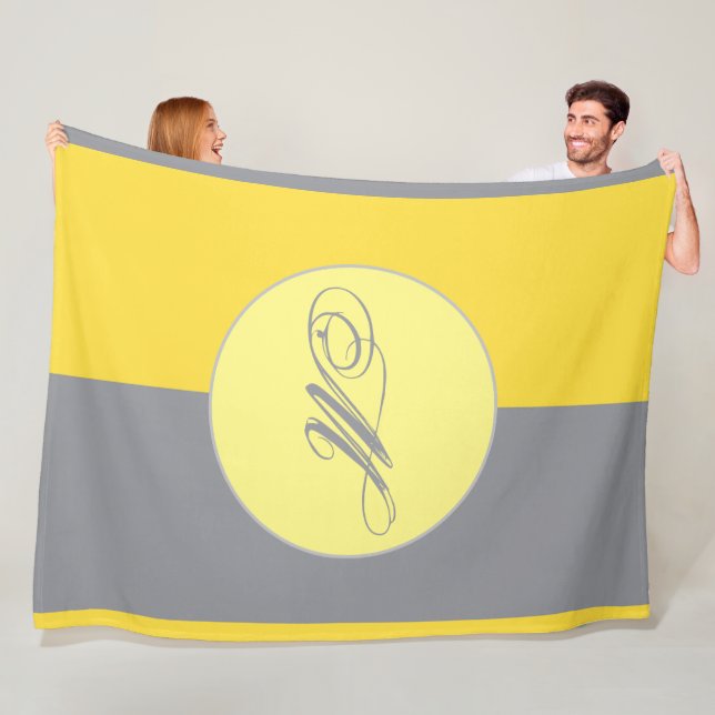 Manta Polar Personalizar Gris Amarillo Claro Y Suave (In situ)