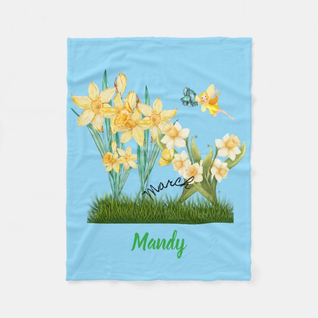 Manta Polar Personalizar las flores de nacimiento y la piedra  (Anverso)