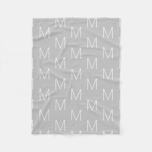 Manta Polar Personalizar monograma letra inicial gris blanco