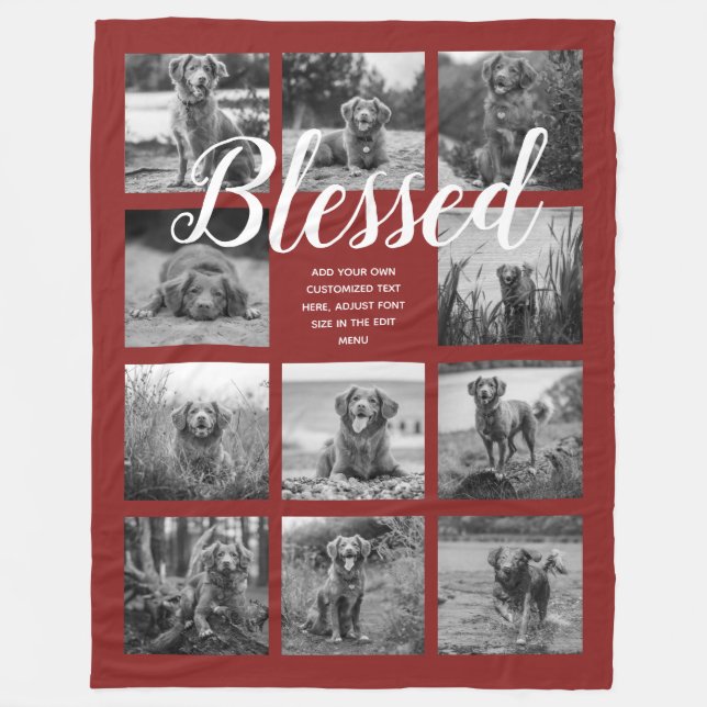 Manta Polar Personalized 11 Photo Collage BLESSED Red (Anverso)