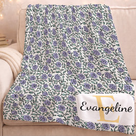 Manta Polar Personalized Beauty Beast Garden Rose Purple