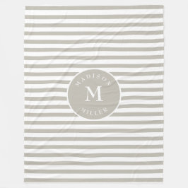 Manta Polar Personalized Beige Striped Baby Blanket – Neutral