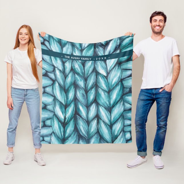 Manta Polar Personalized Blue Watercolor Knitted (In situ)