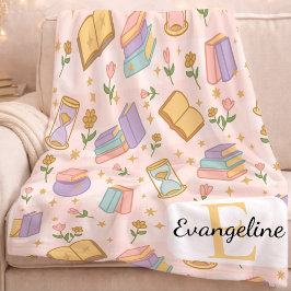 Manta Polar Personalized Bookish Magic Pastel Girl Name Pink
