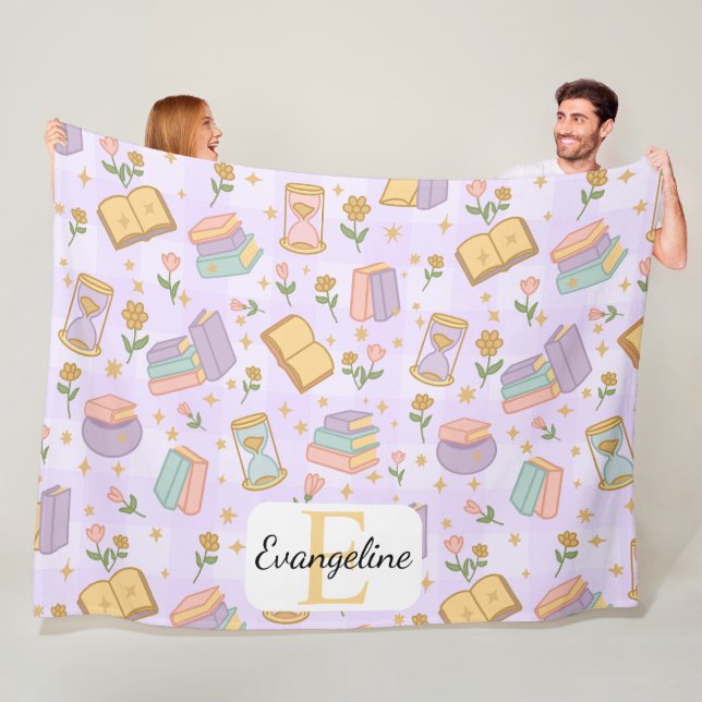 Manta Polar Personalized Bookish Magic Purple Girl Pastel (In situ)