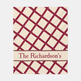 Manta Polar Personalized Burgundy Cream Lattice Elegant Chic