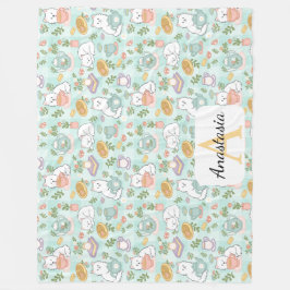 Manta Polar Personalized  Cat Monogram Name Pastel High Tea