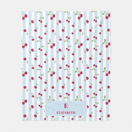 Manta Polar Personalized Cherry Blue Stripes Retro Monogram