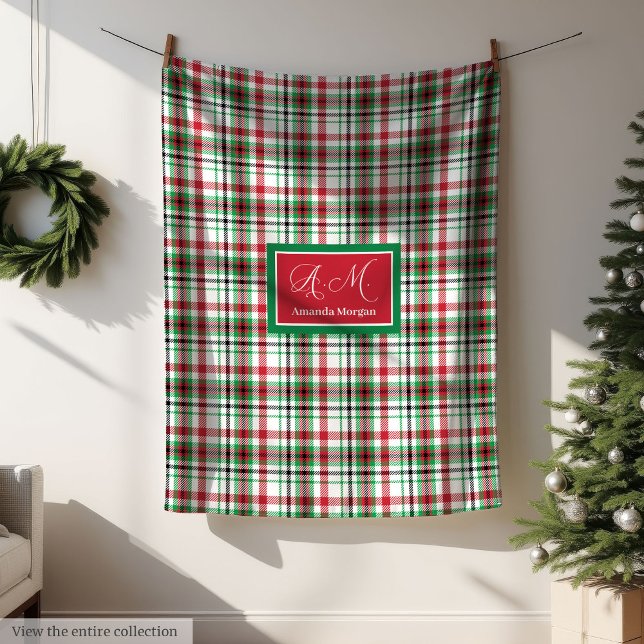 Manta Polar Personalized Christmas Blanket Classic Plaid Gift (Personalized Christmas Blanket Classic Plaid Gift)