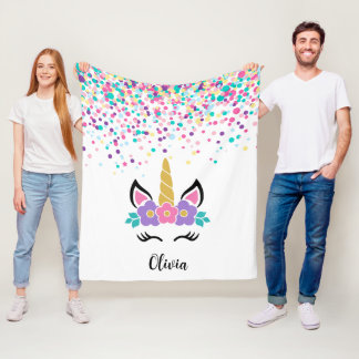 Manta Polar Personalized Confetti Unicorn Blanket – Polka Dot