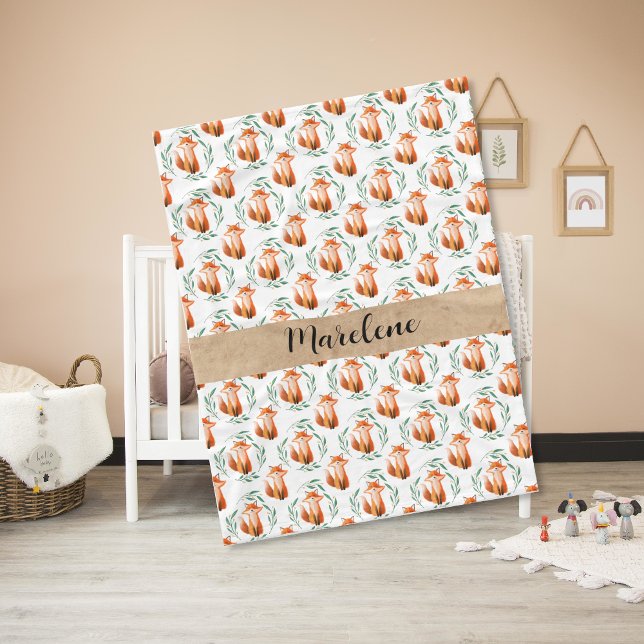 Manta Polar Personalized Cute Fox baby blanket keepsake (Subido por el creador)
