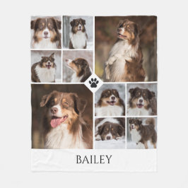 Manta Polar Personalized Dog Photo Collage Paw Print Name