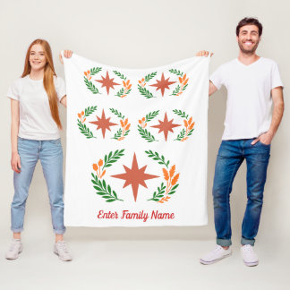 Manta Polar Personalized Family Name Rustic Boho Star Wreath