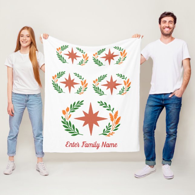 Manta Polar Personalized Family Name Rustic Boho Star Wreath (In situ)