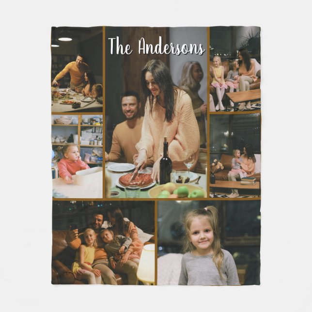 Manta Polar Personalized Family Photo Collage Fleece Blanket (Anverso)