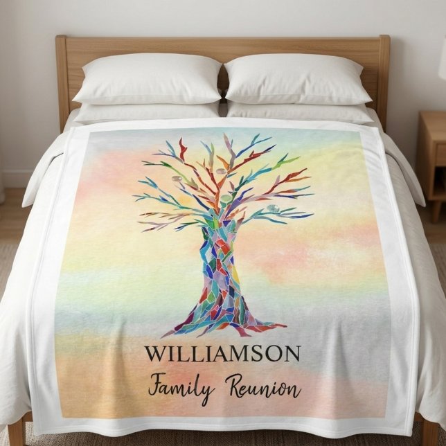 Manta Polar Personalized Family Reunion Colorful Tree  (Subido por el creador)