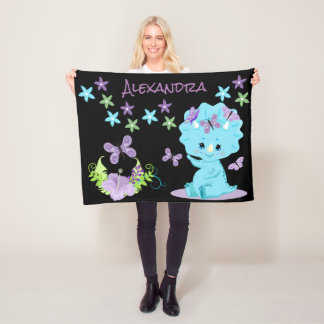 Manta Polar Personalized Floral Baby Dinosaur