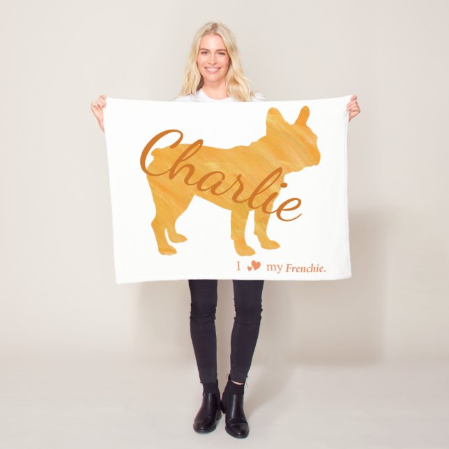 Manta Polar Personalized French Bulldog Pastel Orange  Frenchi (In situ)