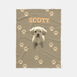 Manta Polar personalized golden dog blanket with custom name