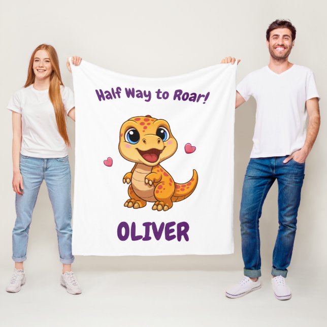 Manta Polar Personalized Halfway to One Dinosaur 6 Month (In situ)