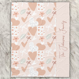 Manta Polar Personalized hand drawn, love, ribbons and hearts 