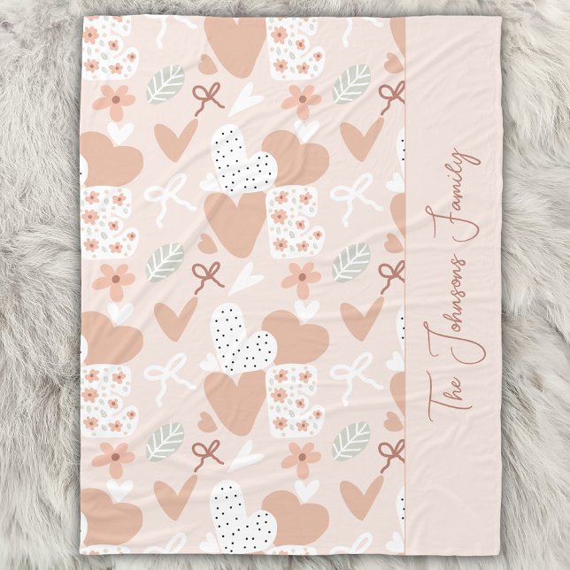 Manta Polar Personalized hand drawn, love, ribbons and hearts  (Subido por el creador)