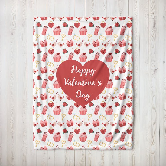 Manta Polar Personalized Happy Valentine’s Day Fleece Blanket (Subido por el creador)