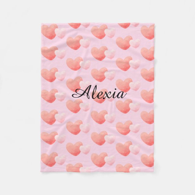 Manta Polar Personalized Heart Blanket Custom Name (Anverso)