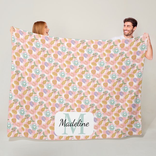 Manta Polar Personalized High Tea Monogram Name Pastel Pink (In situ)