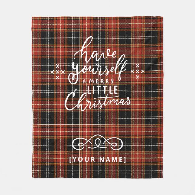 Manta Polar Personalized Holiday Plaid Fleece Blanket (Anverso)