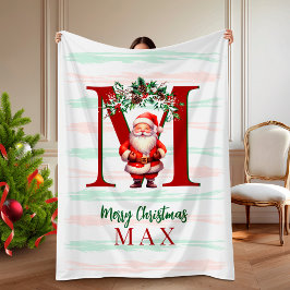 Manta Polar Personalized Kids Christmas Blanket with Santa