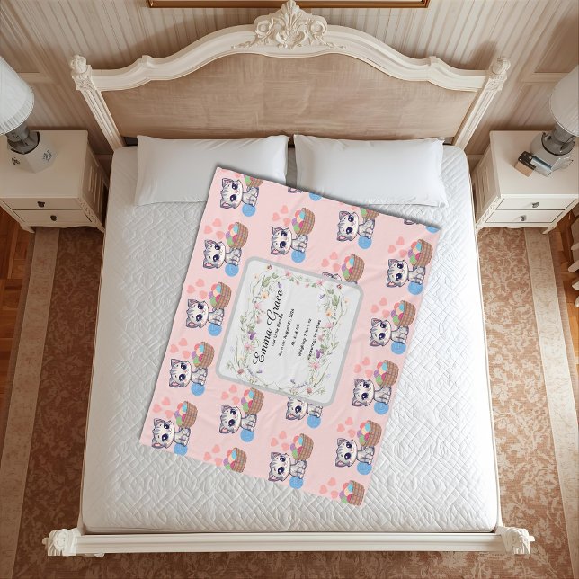 Manta Polar Personalized Kitten Baby Blanket | Custom Birth  (Subido por el creador)