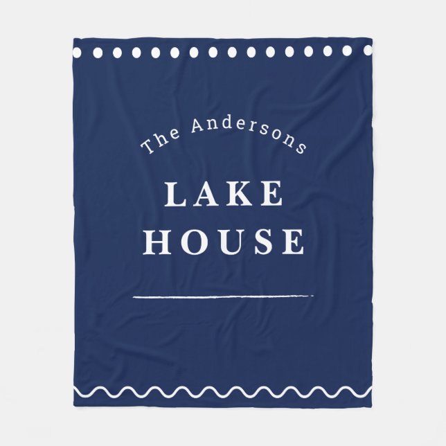 Manta Polar Personalized Lake House Navy Blue (Anverso)