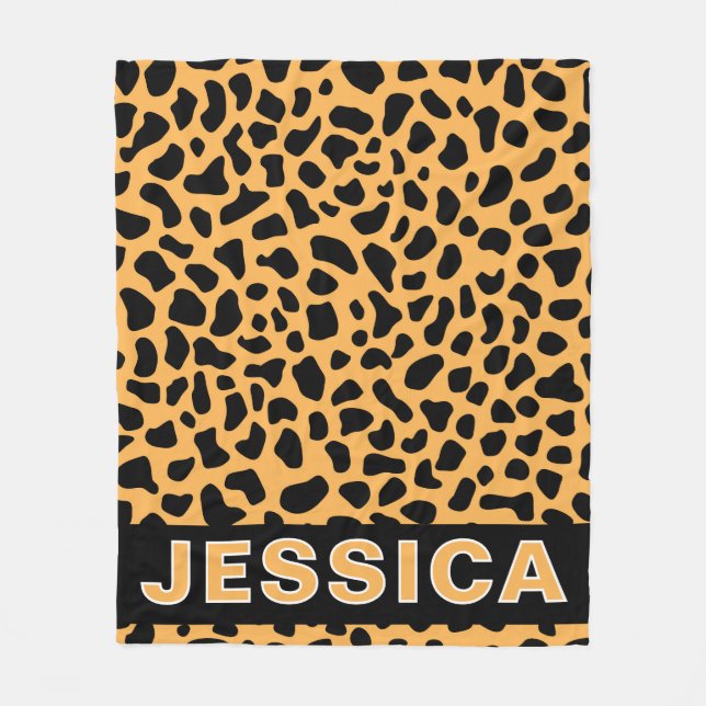 Manta Polar Personalized Leopard Print Custom Name Wild Animal (Anverso)