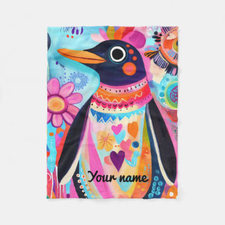 Manta Polar Personalized Penguin Blanket: Colorful Arctic 