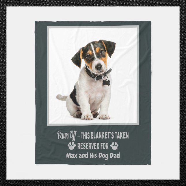 Manta Polar Personalized Photo Pet Dog  (Custom dog photo blanket with name & “Paws Off” quote. Perfect for dog moms, dads & pet lovers!)