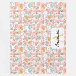 Manta Polar Personalized Pink Monogram Name Pastel High Tea