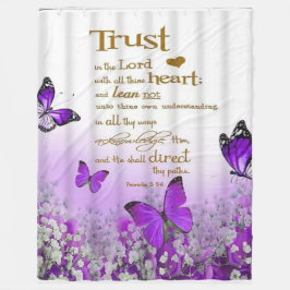 Manta Polar Personalized Purple Butterfly Proverbs 3:5-6 Relig