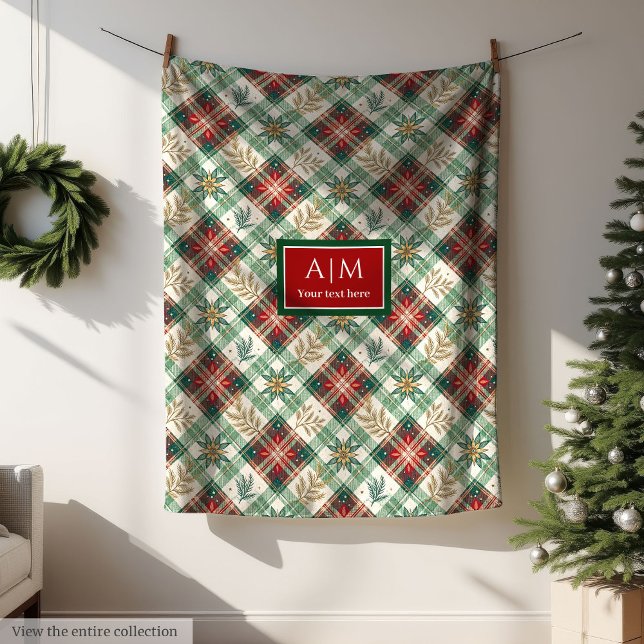 Manta Polar Personalized red & green watercolor plaid blanket (Personalized red & green watercolor plaid blanket)