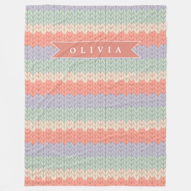 Manta Polar Personalized Scandinavian Pastel Knit Pattern Name (Anverso)
