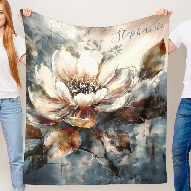 Manta Polar Personalized Soft Peony Watercolor Bloom (Subido por el creador)