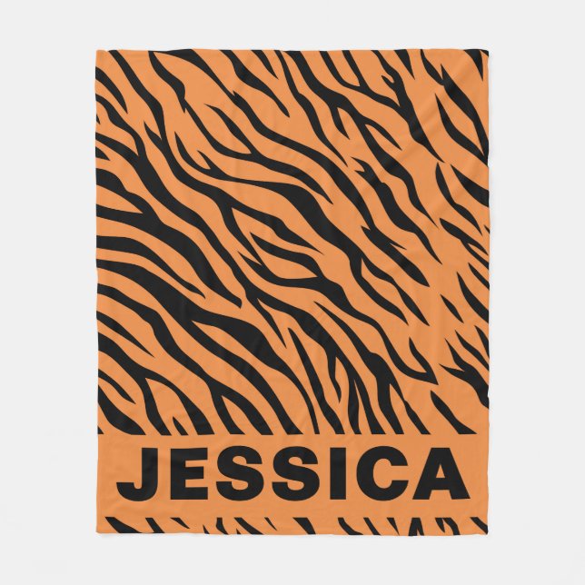 Manta Polar Personalized Tiger Stripes Orange Black Animal (Anverso)