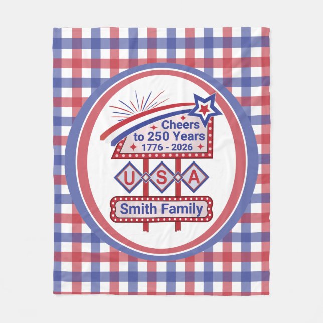 Manta Polar Personalized USA 250–Patriotic Retro Marquee (Anverso)