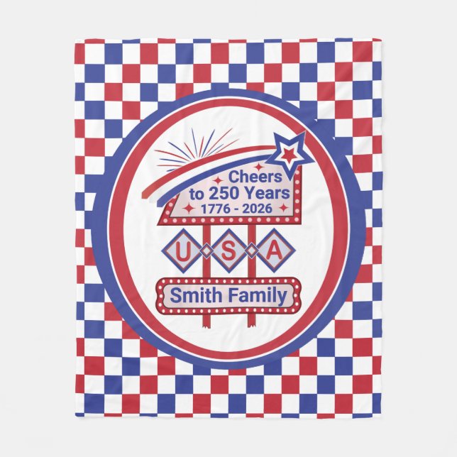 Manta Polar Personalized USA 250–Patriotic Retro Marquee (Anverso)