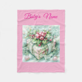 Manta Polar Personalized Vintage Pink Christmas Baby Blanket –