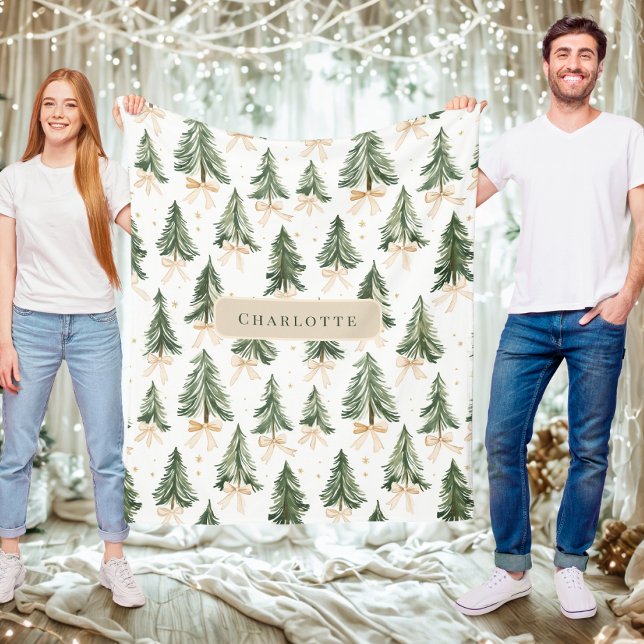 Manta Polar Personalized Watercolor Christmas Tree Blanket (Subido por el creador)