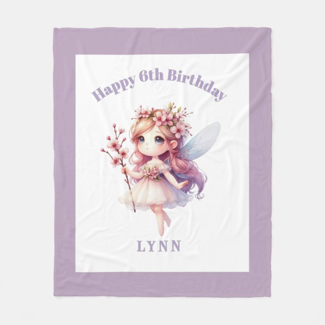 Manta Polar Personalized Whimsical Floral Fairy (Anverso)
