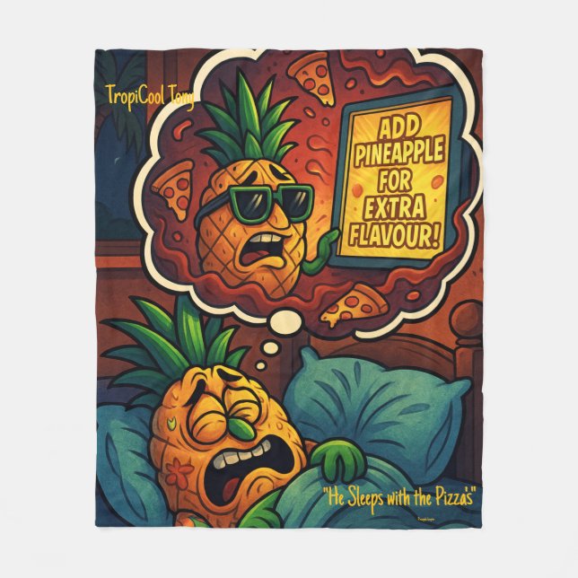 Manta Polar Pesadilla de TropiCool Tony - Piña en pizza (Anverso)