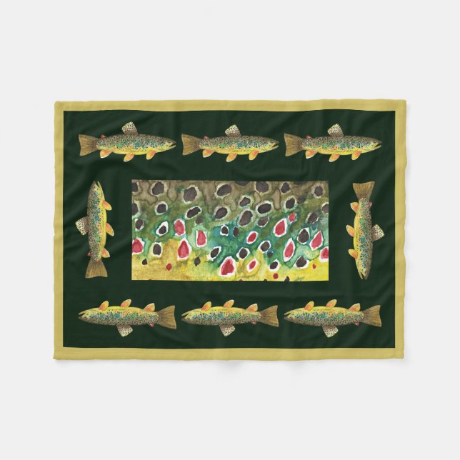 Manta Polar Pesca guapo de trucha marrón (Frente (Horizontal))