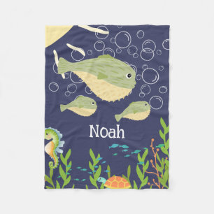 Manta Polar Pescado de berenjena dulce en un mar azul profundo